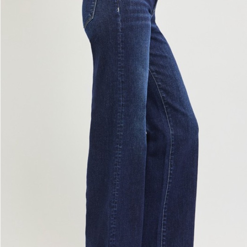 Mid-Rise Dark Indigo straight Wide-Leg Jeans for Women - Picture 3 of 6